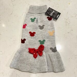 Disney Gray Minnie Mouse Dog Sweater. Size Small